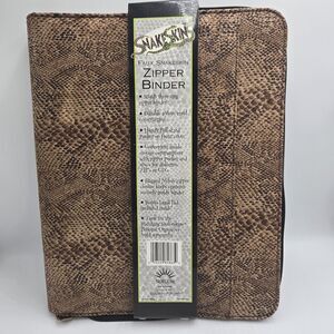 Vintage Norcom Faux Snakeskin Zipper Binder 3-Ring Organizer New Old Stock 90s